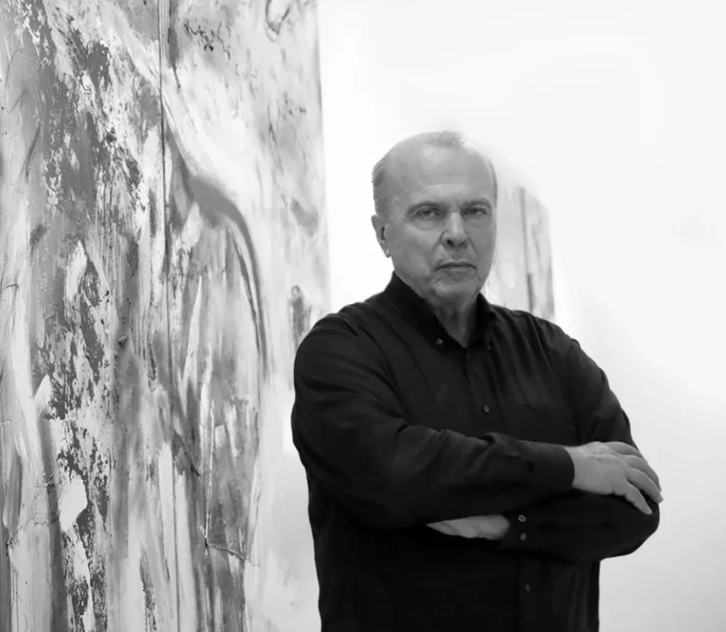 Contemporary artist Yiannis Fokas in his solo exhibition "Yiannis Fokas Works:1985-2024" in the City of Athens Art Centre, 2024.